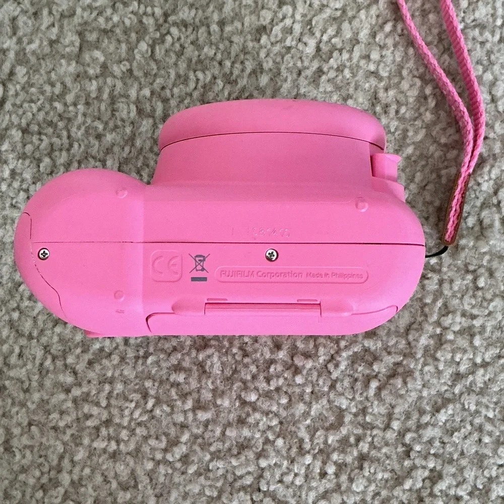 Instax RARE COLOR Mini 9 Flamingo Pink Instant Camera with Polka Dot Wrist Strap
